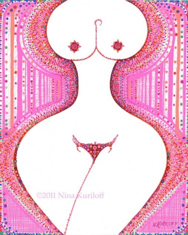 Malerei mit dem Titel "Nude in Dots or "Se…" von Nina Kuriloff, Original-Kunstwerk, Öl