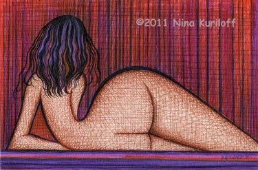 Painting titled "Reclining Nude with…" by Nina Kuriloff, Original Artwork, Oil