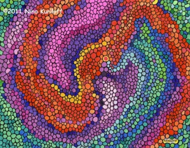 Drawing titled "Swirling Dots" by Nina Kuriloff, Original Artwork, Ink
