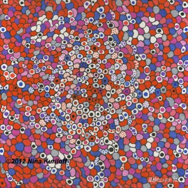 Картина под названием "The Redness of Dots" - Nina Kuriloff, Подлинное произведение искусства, Масло