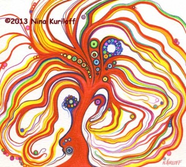 Dibujo titulada "Euphoric Tree" por Nina Kuriloff, Obra de arte original, Tinta