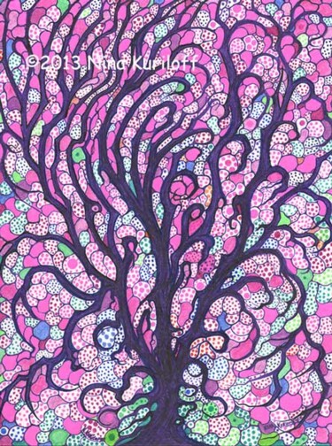 Картина под названием "Pink in the Tree" - Nina Kuriloff, Подлинное произведение искусства