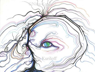 Drawing titled "Eye Branch" by Nina Kuriloff, Original Artwork, Ink
