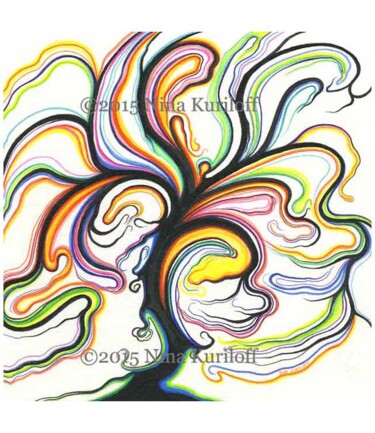 Dibujo titulada "Tree in Motion" por Nina Kuriloff, Obra de arte original, Tinta