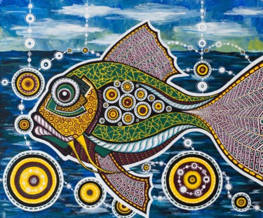 Decorative painting in the author's style with acrylic "Memo Schilderij getiteld "Decorative painting…" door Nina Liutova, Origineel Kunstwerk, Acryl Gemonteerd op Karton