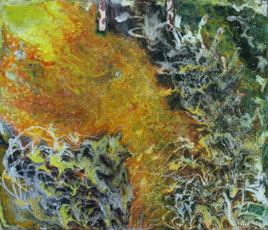 Schilderij getiteld "" Golden creek "" door Nina Proshkina, Origineel Kunstwerk, Acryl
