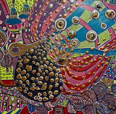 Картина под названием "Creation of the Wor…" - Nina Rassen, Подлинное произведение искусства, Акрил Установлен на Деревянная…