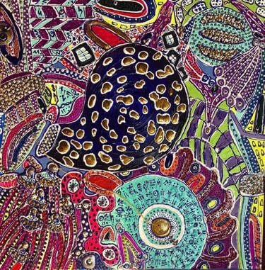 Картина под названием "Creation of the Wor…" - Nina Rassen, Подлинное произведение искусства, Акрил Установлен на Деревянная…