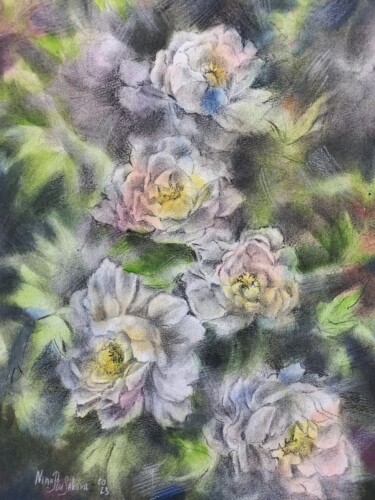 Painting titled "Tree peony" by Nina Rusakova, Original Artwork, Watercolor