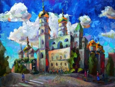 Peinture intitulée "Московский Кремль" par Nina Silaeva, Œuvre d'art originale, Huile Monté sur Châssis en bois