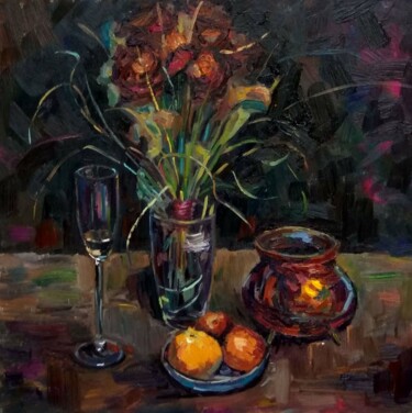 Pintura titulada "Still life.While th…" por Nina Silaeva, Obra de arte original, Oleo Montado en Bastidor de camilla de made…