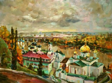 Картина под названием "Нижний Новгород в з…" - Nina Silaeva, Подлинное произведение искусства, Масло Установлен на Деревянна…