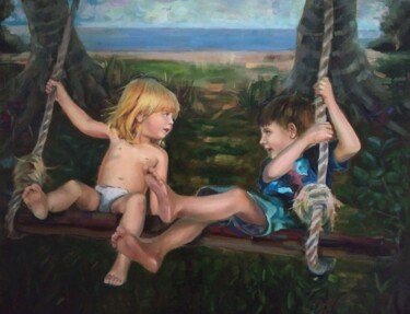 Pintura titulada "Дети" por Nina Silaeva, Obra de arte original, Oleo