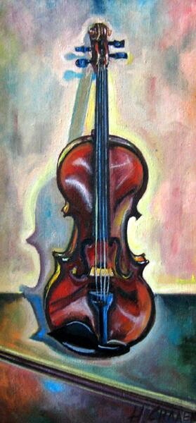 Pintura titulada "скрипка" por Nina Silaeva, Obra de arte original