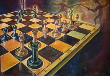 Картина под названием "Ferzevy gambit" - Nina Silaeva, Подлинное произведение искусства, Масло