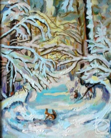 Painting titled "winter" by Nina Silaeva, Original Artwork, Oil