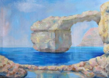 Картина под названием "Lasur window. Malta" - Nina Silaeva, Подлинное произведение искусства