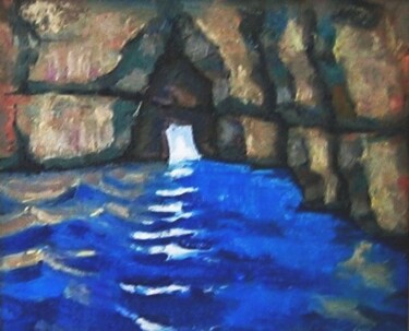 Painting titled "Malta. Blue Grotte" by Nina Silaeva, Original Artwork, Oil