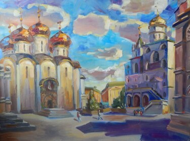 Картина под названием "Соборная площадь. М…" - Nina Silaeva, Подлинное произведение искусства, Масло