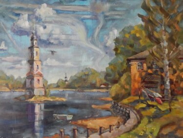 Painting titled "Калязин. Колокольня…" by Nina Silaeva, Original Artwork, Oil