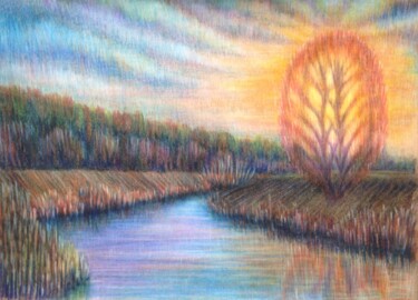 Рисунок под названием "Burning bush (Неопа…" - Nina Samosudova, Подлинное произведение искусства, Цветные карандаши