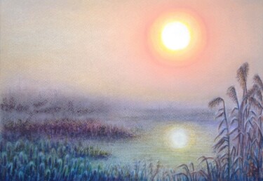 Peinture intitulée "Dawn in the fog (Ра…" par Nina Samosudova, Œuvre d'art originale, Pastel