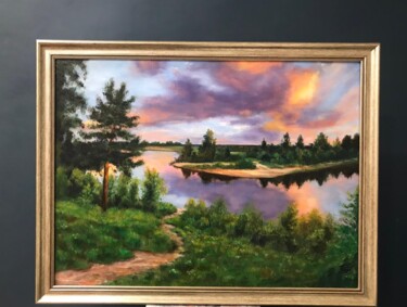 Картина под названием "на закате" - Nina Toman, Подлинное произведение искусства, Масло Установлен на Деревянная рама для но…