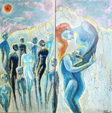 Pittura intitolato "CIVILIZATION DYPTIC" da Nina Trapaidze, Opera d'arte originale, Acrilico