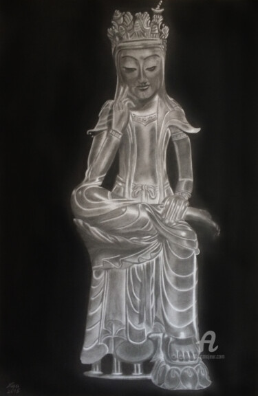 Peinture intitulée "Bouddha Maitreya" par Nina (Nadine Pillet), Œuvre d'art originale, Autre