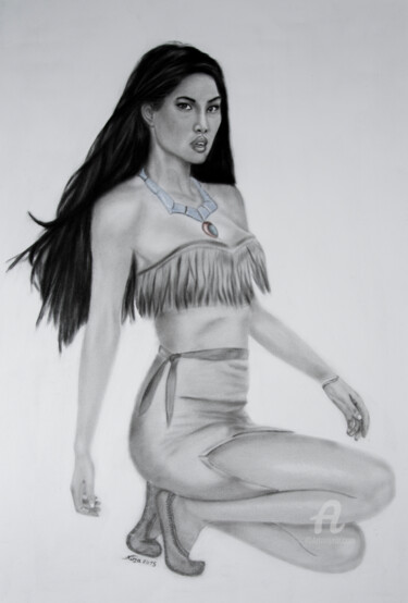 Peinture intitulée "Pocahontas" par Nina (Nadine Pillet), Œuvre d'art originale, Autre