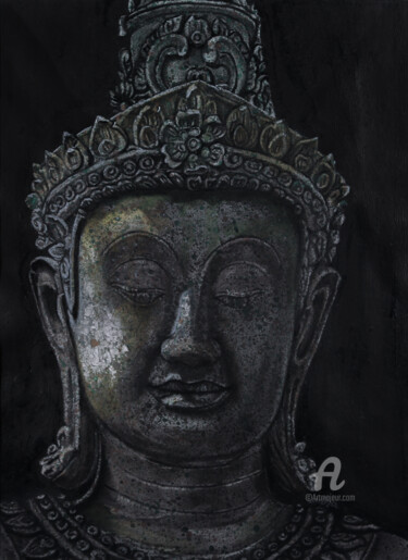 Painting titled "Bouddha antique" by Nina (Nadine Pillet), Original Artwork, Other