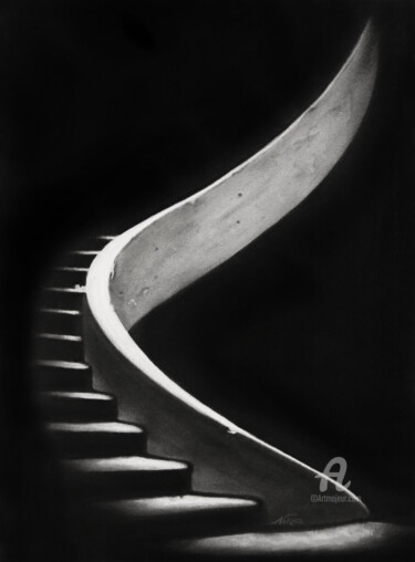 Peinture intitulée "Les escaliers" par Nina (Nadine Pillet), Œuvre d'art originale, Autre