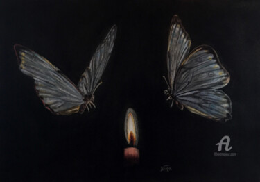 Peinture intitulée "Rencontre d'âmes" par Nina (Nadine Pillet), Œuvre d'art originale, Autre