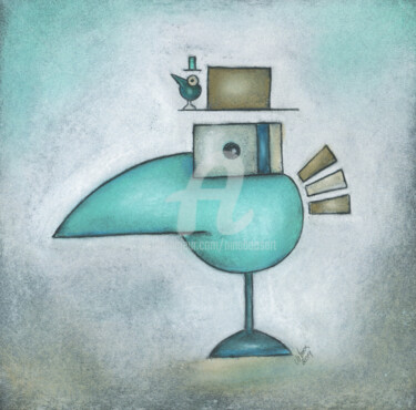 Zeichnungen mit dem Titel "Kopfbedeckung" von Nina Boos, Original-Kunstwerk, Pastell Auf Karton montiert