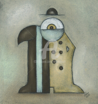 Malerei mit dem Titel "Kauzig" von Nina Boos, Original-Kunstwerk, Pastell