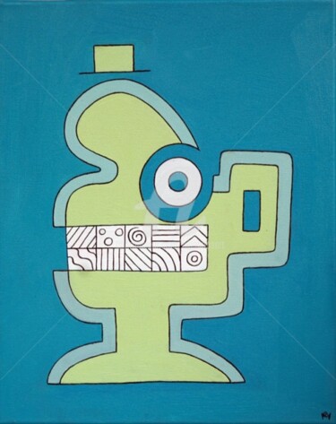 Malerei mit dem Titel "Zahnseidel" von Nina Boos, Original-Kunstwerk, Öl