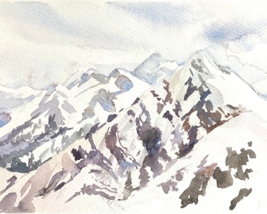 Painting titled "Снежные вершины" by Nina Yudina, Original Artwork, Watercolor