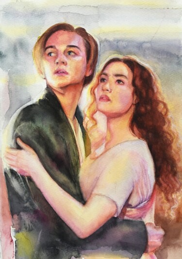 Pittura intitolato "Jack and Rose Titan…" da Nina Ingilevich, Opera d'arte originale, Acquarello