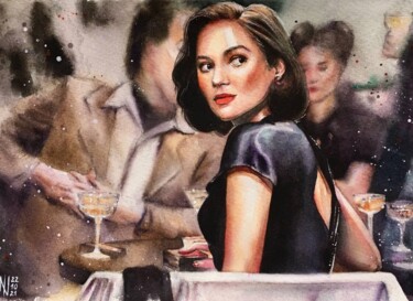 Painting titled "Allied movie scene…" by Nina Ingilevich, Original Artwork, Watercolor