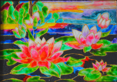 Картина под названием "Flowering lilies at…" - Kabashna&Co, Подлинное произведение искусства, Акрил