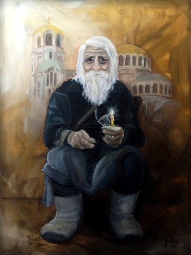 Painting titled "The Righteous Beggar" by Nina Maxim, Original Artwork, Oil