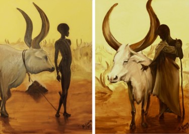 Painting titled "African Souls" by Nina Maxim, Original Artwork, Oil