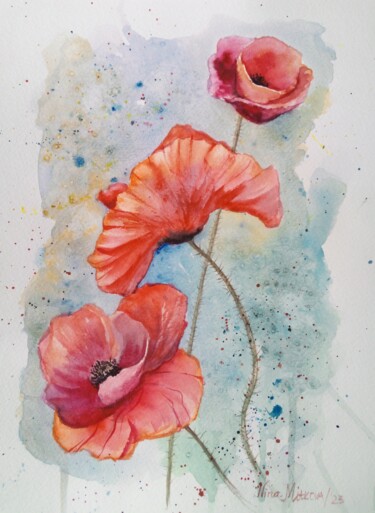 Peinture intitulée "Feeling of a Spring" par Nina Mitkova, Œuvre d'art originale, Aquarelle