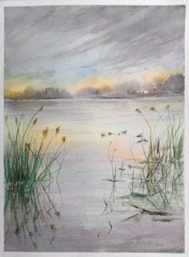 Painting titled "The Silence of the…" by Nina Mitkova, Original Artwork, Watercolor