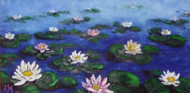 Painting titled "Lilies in the Mist…" by Nina Mitkova, Original Artwork, Oil
