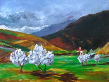 Картина под названием "Spring in the mount…" - Nina Mitkova, Подлинное произведение искусства, Масло