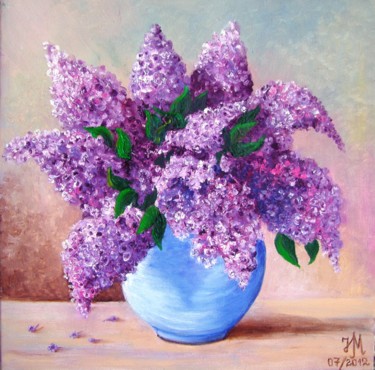 Painting titled "Lilac 2,  Сирень 2," by Nina Mitkova, Original Artwork, Oil