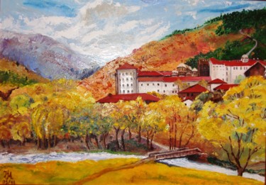 Peinture intitulée "Monastery" par Nina Mitkova, Œuvre d'art originale, Huile