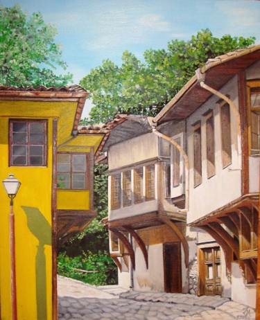 Painting titled "Plovdiv, the old to…" by Nina Mitkova, Original Artwork, Oil