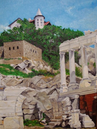 Painting titled "Roman Stadium In Pl…" by Nina Mitkova, Original Artwork, Oil